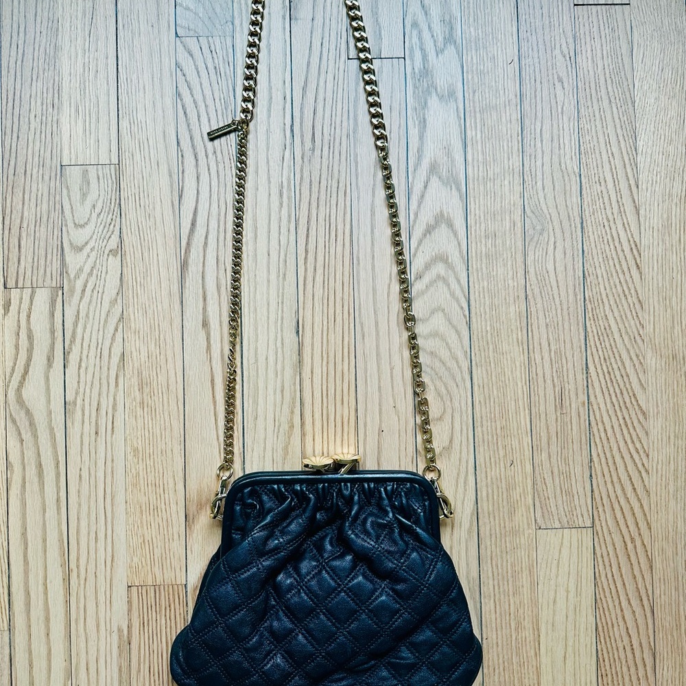 Marc Jacobs Black Quilted Crossbody Bag with Gold Chain